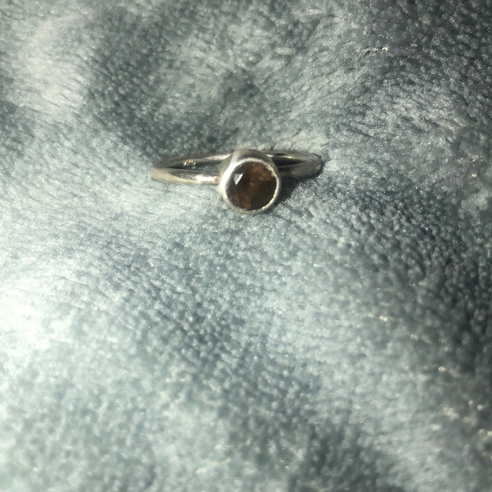 Simple Small Brown Stone Silver 925 - image 1